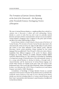 The Formation of Latvian Literary Identity at the End of the Nineteenth – the Beginning of the Twentieth Century: Overlapping Vectors of Reception