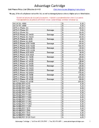 Advantage Cartridge Cell Phone Price List Effective 2-1-12 Click Here to See Shipping Instructions