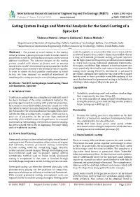 Gating System Design and Material Analysis for the Sand Casting of a Sprocket