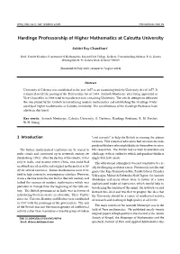 Hardinge Professorship of Higher Mathematics at Calcutta University
