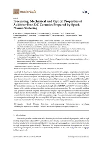 Processing, Mechanical and Optical Properties of Additive-Free Zrc Ceramics Prepared by Spark Plasma Sintering