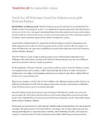Teach for All Welcomes Teach for Pakistan As Its 47Th Network Partner