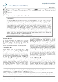 The Types of Natural Resources on Terrestrial Planets And
