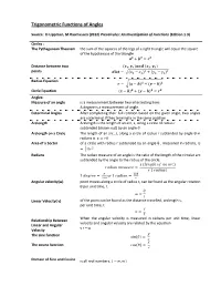 Trigonometric Functions of Angles