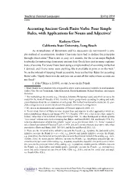 Accenting Ancient Greek Finite Verbs: Four Simple Rules, with Applications for Nouns and Adjectives1
