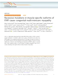 Recessive Mutations in Muscle-Specific Isoforms of FXR1