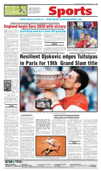 Resilient Djokovic Edges Tsitsipas in Paris for 19Th Grand Slam Title