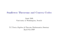 Sunflower Theorems and Convex Codes
