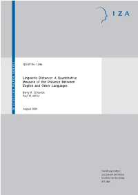 A Quantitative Measure of the Distance Between English and Other Languages