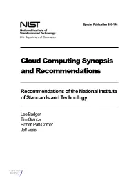 Cloud Computing Synopsis and Recommendations