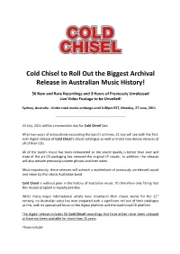 Cold Chisel to Roll out the Biggest Archival Release in Australian Music History!