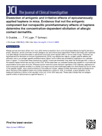 Dissection of Antigenic and Irritative Effects of Epicutaneously Applied Haptens in Mice