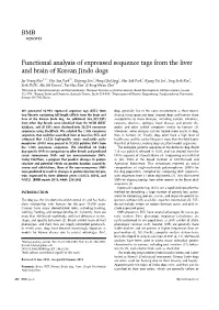 Functional Analysis of Expressed Sequence Tags from the Liver and Brain of Korean Jindo Dogs