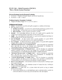 Global Economics (Fall 2013) “How a Market System Functions”