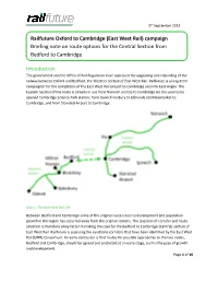 Introduction Railfuture Oxford to Cambridge (East West Rail)
