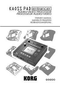 KAOSS PAD Entrancer Owner's Manual