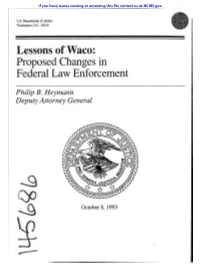 Lessons of Waco: Proposed Changes in Federal Law Enforcement