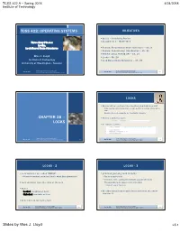 Locks, Lock Based Data Structures  Review: Proportional Share Scheduler – Ch