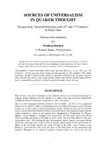 Sources of Universalism in Quaker Thought