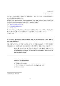1 To: the Expert Mechanism on Indigenous Rights of The