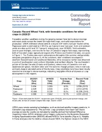 Canada: Record Wheat Yield, with Favorable Conditions for Other Crops in 2020/21