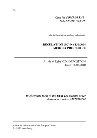 Case No COMP/M.5740 - GAZPROM/ A2A/ JV