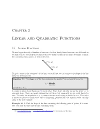 Linear and Quadratic Functions
