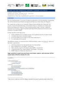 Report for Phd Studentship Partners: Summary Of