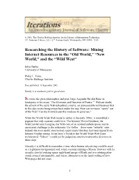 Researching the History of Software: Mining Internet Resources in the “Old World,” “New World,” and the “Wild West”