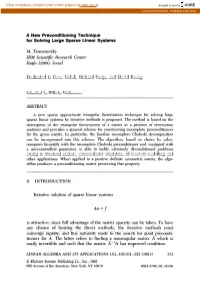 A New Preconditioning Technique for Solving Large Sparse Linear Systems