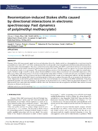 Reorientation-Induced Stokes Shifts Caused by Directional Interactions in Electronic Spectroscopy: Fast Dynamics of Poly(Methyl Methacrylate)