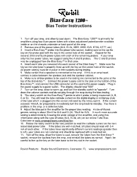 Bias-Easy 1200™ Bias Tester Instructions