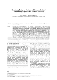 Combining Design by Contract and Inference Rules of Programming Logic Towards Software Reliability