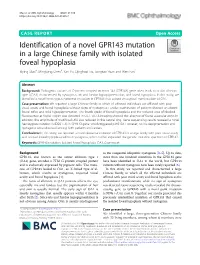 Identification of a Novel GPR143 Mutation in A