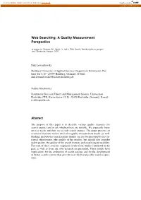 Web Searching: a Quality Measurement Perspective