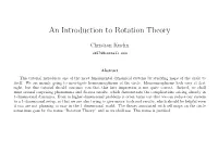 An Introduction to Rotation Theory
