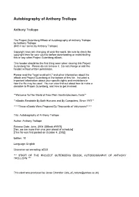 Autobiography of Anthony Trollope