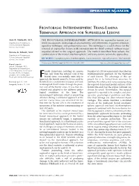 Frontobasal Interhemispheric Trans-Lamina Terminalis Approach for Suprasellar Lesions