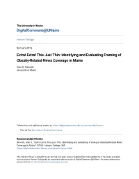 Identifying and Evaluating Framing of Obesity-Related News Coverage in Maine