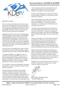 KDE E.V. Quarterly Report 2008Q3/Q4