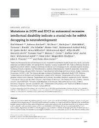 Mutations in DCPS and EDC3 in Autosomal Recessive Intellectual