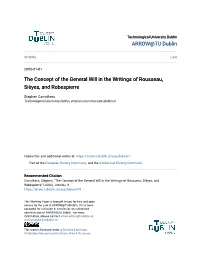 The Concept of the General Will in the Writings of Rousseau, Sièyes, and Robespierre