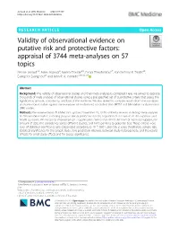 Validity of Observational Evidence on Putative Risk and Protective Factors