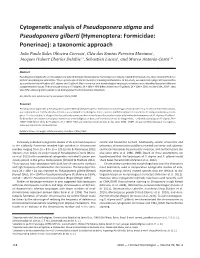 Cytogenetic Analysis of Pseudoponera Stigma and Pseudoponera Gilberti (Hymenoptera: Formicidae: Ponerinae): a Taxonomic Approach