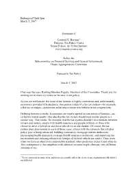 Fairness in Tax Policy