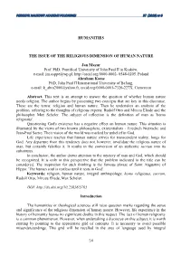 Humanities the Issue of the Religious Dimension Of