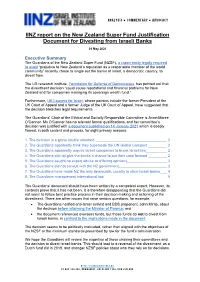 IINZ Report on the New Zealand Super Fund Justification Document for Divesting from Israeli Banks