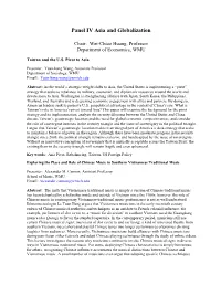 Panel IV Asia and Globalization