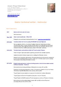 Senior Technical Writer - Instructor