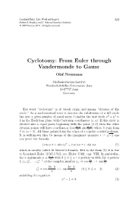 Cyclotomy: from Euler Through Vandermonde to Gauss Olaf Neumann